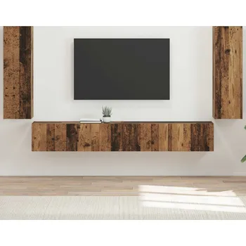 Obývací stěna vidaXL Sada televizního nástěnného kabinetu Nástěnný 4 pcs Staré dřevo [3408932]