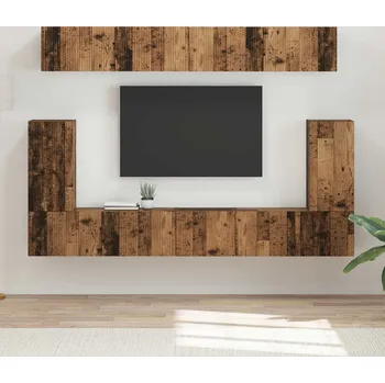 Obývací stěna vidaXL Sestava TV skříněk Nástěnný 5 pcs Staré dřevo kompozitní dřevo [3409094]