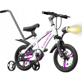 Dětské kolo DĚTSKÉ KOLO PRO DÍVKU RŮŽOVÉ KOTOUČOVÉ BRZDY ODPRUŽENÉ LED VODÍTKO 12 PALCŮ