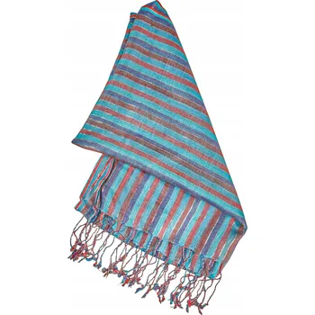 Šála ŠÁLA šála BAREVNÁ MĚKKÁ INDICKÁ modro-fialové pruhy A6