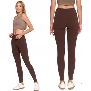 Dámské legíny DÁMSKÉ PRUHOVANÉ LEGÍNY MORAJ KLASICKÉ S VYSOKÝM PASEM, HNĚDÉ, VELIKOST L/XL