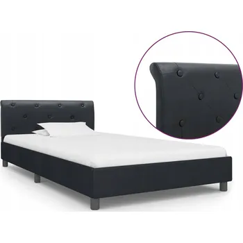 Postel Rám postele 90x200 cm, černá, topolové dřevo, MDF, umělá kůže, 212x94x64