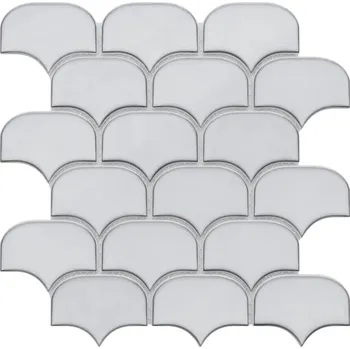 Obklad SKLENĚNÁ MOZAIKA DRAČÍ ŠUPINY SVĚTLE ŠEDÁ mozaika 30.0 x 26.5 cm