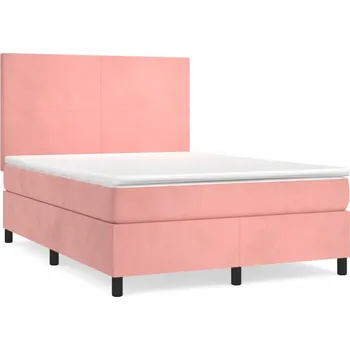 Postel Kontinentální postel s nastavitelným čelem, růžová, 203 x 144 x 118/128 cm