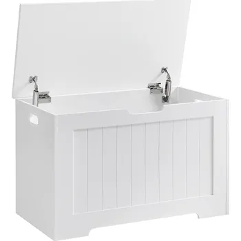 Úložný box Úložný box na hračky s lavicí a sedátkem, bílý, 76x48x40 cm