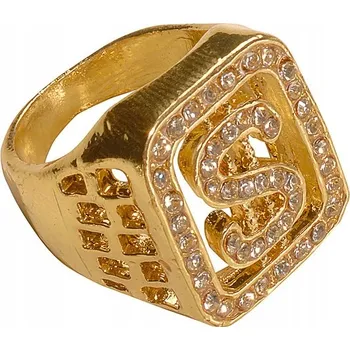 Prsten Zlatý PRSTEN Pečetní prsten Gangster Raper Šejk Dolar