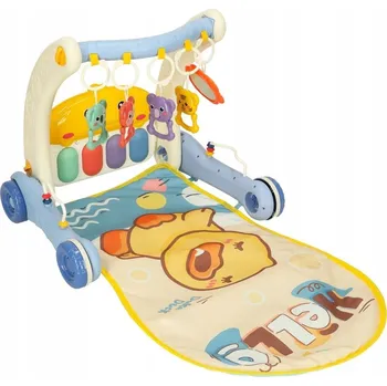 Dětské vozidlo Bibi-inn 2v1 modrá Vzdělávací podložka s odrážedlo a klavírem