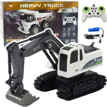 RC model ostatní LEAN Toys RC pásový bagr se světlem a zvuky 1:24 - bílý