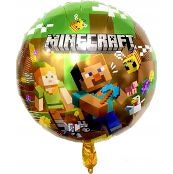 Balónek Fóliový balónek KULATÝ Minecraft Pixel 45 cm MC2