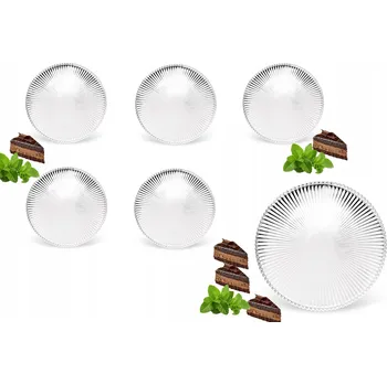 Talíř Dezertní talíř Domosfera, skleněné talířky na dezerty s proužky, 20 cm