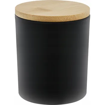 Sklenice Sklenice na svíčky černá matná 300 ml s bambusovým víčkem