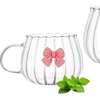 Sklenice Sklenice na kávu Ecarla s růžovou mašlí 350 ml 1 ks