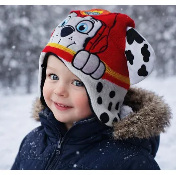 Čepice Sun City Chlapecká čepice TLAPKOVÁ PATROLA MARSHALL zimní s 3D ušima Červená, Velikost: 50 50