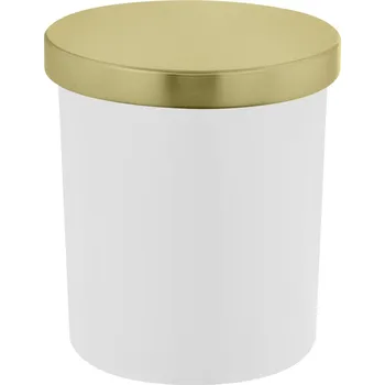 Sklenice Matná bílá sklenice na svíčky 300 ml se zlatým víčkem