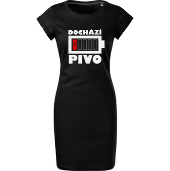 Dámské šaty Bavlněné letní šaty Dochází pivo baterie Velikost: XL, Barva: Černá