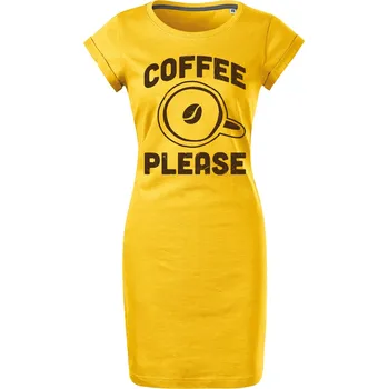 Dámské šaty Bavlněné letní šaty Coffee please Velikost: 2XL, Barva: Žlutá