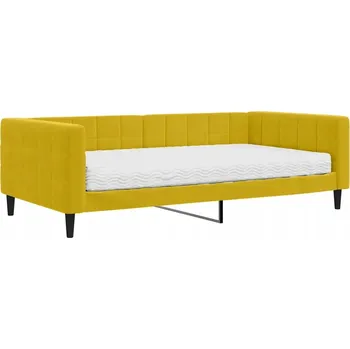 Postel Denní postel 2 v 1 s matrací, žlutá, 223 x 110 x 68 cm