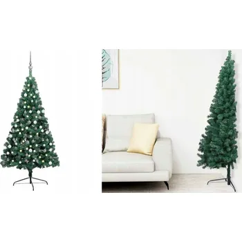 Vánoční stromek Vánoční stromek s osvětlením a ozdobami, poloviční, zelený, 120 cm