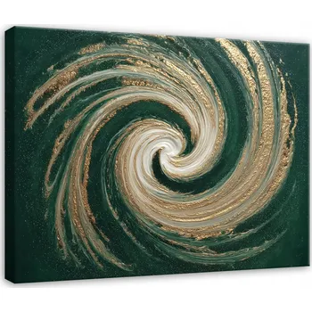 Obraz OBRAZ ABSTRAKCJA ZELENÝ ZLATÝ UMĚNÍ DO LOŽNICE OBÝVÁKU NA PLÁTNĚ 60x40