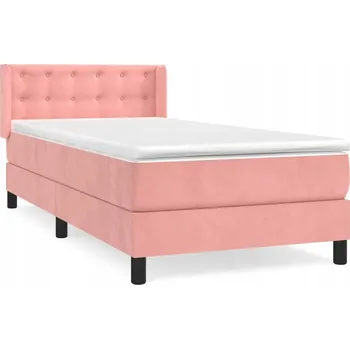 Postel Kontinentální postel růžová, sametová 203 x 93 x 78/88 cm + matrace 90 x 20