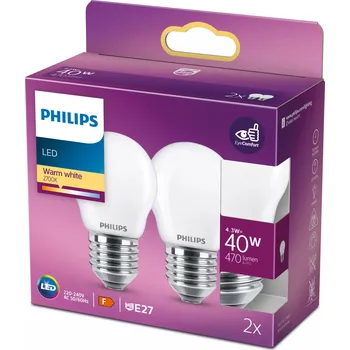 Žárovka LED žárovky Philips E27 4,3W 470lm 2 kusy