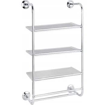 Koupelnový nábytek Nástěnná koupelnová police se 3 policemi a věšákem na ručníky