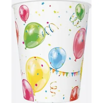 Jednorázové nádobí Papírové Kelímky Balónky 250ml 8 ks
