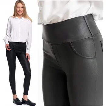 Dámské legíny Dámské legíny imitující kůži s vysokým pasem, módní a stylové MORAJ XXL