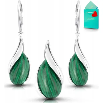 Přívěsek Náušnice s malachitem, přívěsek z malachitu stříbro přívěsek