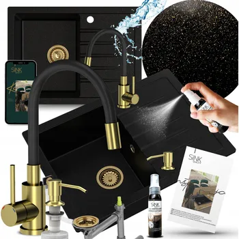 Granitový dřez Jednokomorový dřez Sink Quality TITANITE granitový zlatý