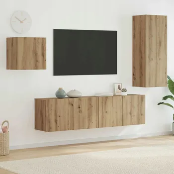 Televizní stolek Televizní skříň Nástěnný 4 pcs Artisanový dub kompozitní dřevo