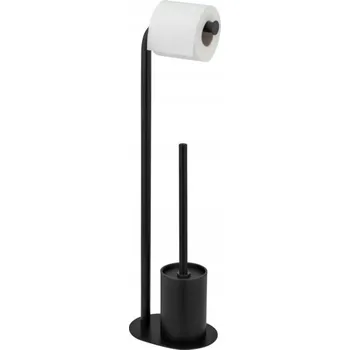 STOJAN NA TOALETNÍ PAPÍR A WC ŠTĚTKU KOVOVÝ ČERNÝ 63X23X17 CM 2V1