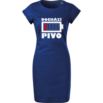 Dámské šaty Bavlněné letní šaty Dochází pivo baterie Velikost: S, Barva: Královská modrá
