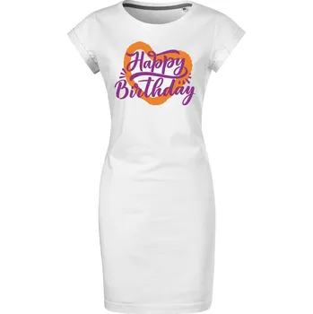Dámské šaty Bavlněné letní šaty Happy Birthday Velikost: S, Barva: Bílá