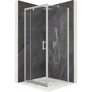 Sprchový kout 80x80 cm, výklopné dveře, stříbrné sklo ESG 6 mm + povrchová úprava