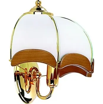 Nástěnné svítidlo Nástěnná lampa retro zlatá dřevěná skleněná SIKORKA 768 A