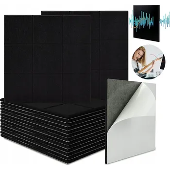 Hudebniny AKUSTICKÉ PANELY ODHLUČŇOVACÍ SAMOLEPICÍ DO STUDIA POKOJE ČERNÉ 24 KS