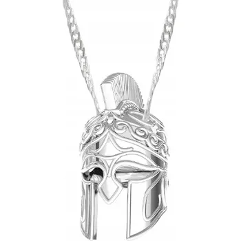 Náhrdelník Stříbrný Náhrdelník s Helmou Sparťana Helma Sparta Bojovník Zbroj STŘÍBRO 925