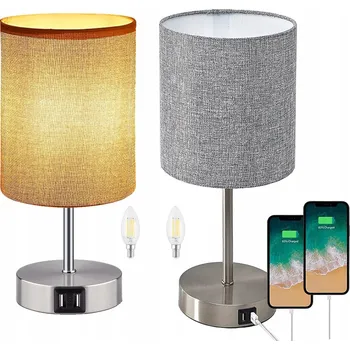 Lampička 2x NOČNÍ LAMPA DOTYKOVÁ MODERNÍ STOLNÍ LED LAMPA SE 2 USB PORTY