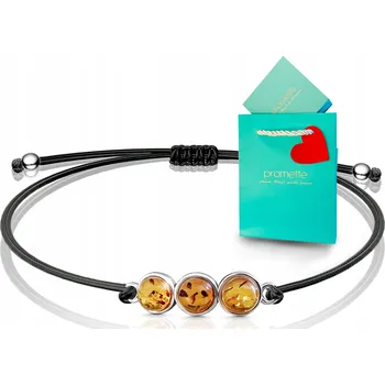 Náramek Náramek s jantarem stříbrný provázkový přírodní jantar stříbro 925