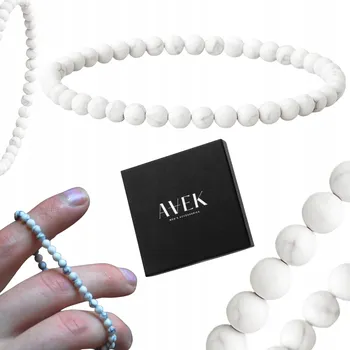 Náramek PÁNSKÝ NÁRAMEK Z BÍLÝCH KORÁLKŮ, TENKÝ, Z KAMENE, JAKO DÁREK, ACHÁT 3MM