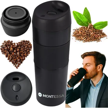 Termoska TERMOHRNEK TERMOSKA MONTESSA PROTISKLUZOVÝ ČERNÝ CESTOVNÍ 450ML