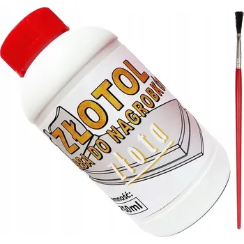 Speciální výtvarná barva Zlatý lak ZŁOTOL BARVA Zlatá dekorační barva na náhrobky písmena 250 ml