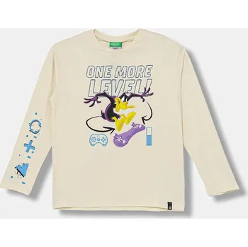 Chlapecké tričko Dětské bavlněné tričko s dlouhým rukávem United Colors of Benetton 3ATNC10RL.G.Seasonal béžová 80X, vel. 150