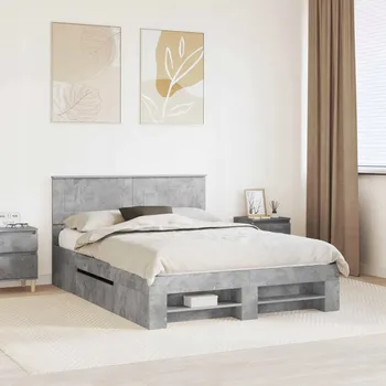 Postel Rámeček postele Betonově šedý 140 x 200 cm Materiál na bázi dřeva