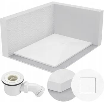 Sprchová vanička SPRCHOVÁ VANIČKA OBDÉLNÍKOVÁ 110x70 KAMENNÝ VZOR 2,6 CM BÍLÁ + SIFON