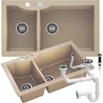 Granitový dřez Granitový dřez ZEUS dvoudílný béžový