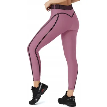 Dámské legíny Dámské sportovní legíny na jógu s vysokým pasem neprůhledné růžové XL
