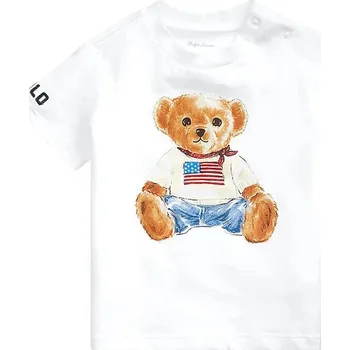 Chlapecké tričko Dětské bavlněné tričko Polo Ralph Lauren 320844731001 bílá 00X, vel. 85-90