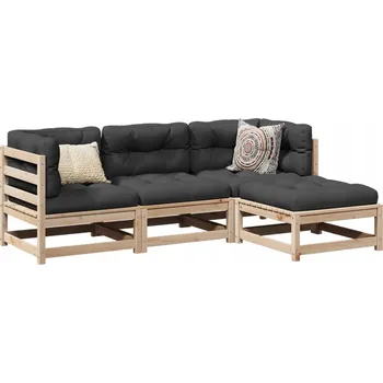 VidaXL 4dílná zahradní sedací souprava s poduškami, masivní borové dřevo